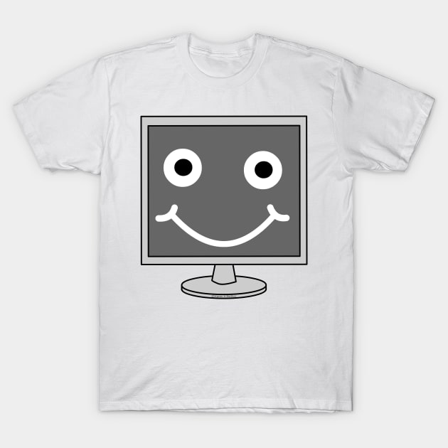 Computer Monitor Smiling Face T-Shirt by Barthol Graphics